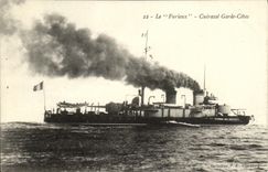 VINTAGE POSTCARD Bateau War the furious one Armours guard dimensions