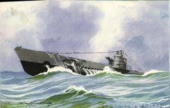VINTAGE POSTCARD Boat War Submarine ARIANE Haffner