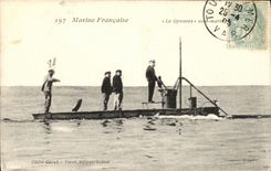 VINTAGE POSTCARD Boat War Gymnote submarine