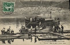 VINTAGE POSTCARD Bateau War Catastrophe of Pluviose Pluviose in the port has low tide Submarine