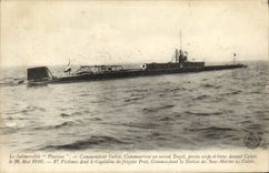 VINTAGE POSTCARD Boat War Pluviose Submarine Ordering Stone block