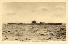 VINTAGE POSTCARD Boat War Submarine Rene Audry Cherbourg