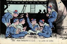 VINTAGE POSTCARD Boat Our sailors the part of Jarry charts