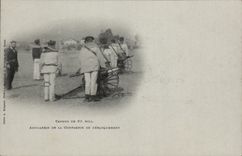 VINTAGE POSTCARD Boat War Guns of 6L5mm Artillery of the company of unloading