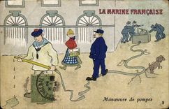 VINTAGE POSTCARD Bateau the navy Operates pumps