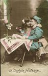 VINTAGE POSTCARD Fantasy Flowers EnfantsPoupee Miltiaria Soldier