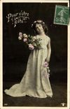CPA Fantaisie Fleurs Enfant Fille 