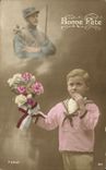 VINTAGE POSTCARD Fantasy Flowers Child Militaria Soldier