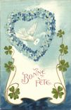 CPA Fantaisie Fleurs Colombe Trefle