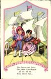 VINTAGE POSTCARD Fantasy Children sailing ship