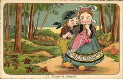 VINTAGE POSTCARD Fantasy Ecoutele nightingale Brittany Children Folklore