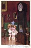 VINTAGE POSTCARD Fantasy Children Only time will Tel  Clock