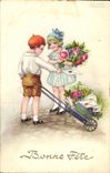 VINTAGE POSTCARD Fantasy Children Wheelbarrow