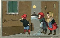 VINTAGE POSTCARD Fantasy Children Bonen year