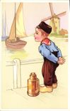 VINTAGE POSTCARD Fantasy Child Mill Boat