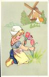 CPA Fantaisie Enfant Moulin Tulipes