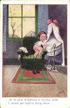 VINTAGE POSTCARD Fantaisie Child I cannot m accustom has to only sleep