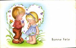 CPA Fantaisie Enfants Coeur