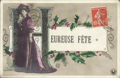CPA Fantaisie Femme Lettre H