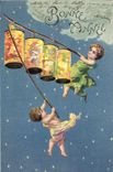 VINTAGE POSTCARD Fantasy Children Angels Lampions Happy New Year