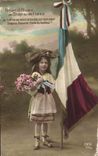 VINTAGE POSTCARD Fantasy Child Roses D Alsace with the flag of France