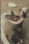 VINTAGE POSTCARD Fantasy Child Hammer