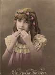 VINTAGE POSTCARD Fantasy Child a large kiss
