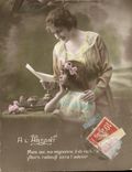 VINTAGE POSTCARD Fantaisie Child has L absent Femme