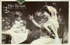 CPA Fantaisie Femme et enfant Bebe