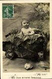 VINTAGE POSTCARD Fantasy Child in a cabbage