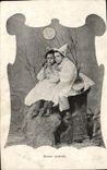 VINTAGE POSTCARD Fantasy Children Pierrot the Moon