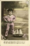 CPA Fantaisie Enfant Marin Bateau