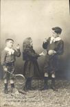 VINTAGE POSTCARD Fantaisie Children Tennis Woman is fickle Well fol is which S made Francois there 1st