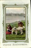 CPA Fantaisie Enfants Agneaux 