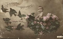 VINTAGE POSTCARD Fantasy Child Baby birds