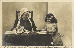 VINTAGE POSTCARD Fantasy Child and large mother