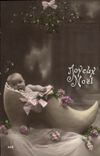 CPA Fantaisie Enfant Bebe Noel Sabot 