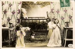 VINTAGE POSTCARD Fantasy Children Cattle shed