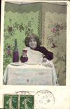 VINTAGE POSTCARD Fantasy Child Wine Alcohol