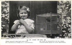 VINTAGE POSTCARD Fantasy Child Bird the cage of Lili