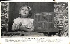 CPA Fantaisie Enfant Oiseau La cage de Lili