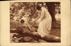 CPA Fantaisie Femmes Avant le bain