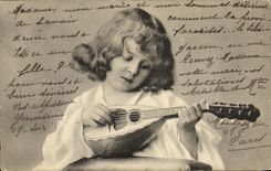 VINTAGE POSTCARD Fantasy Child Mandoline