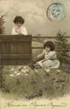 VINTAGE POSTCARD Fantasy Children Easter Chicks
