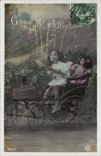 VINTAGE POSTCARD Fantasy automobile Child Bicycle