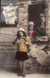 VINTAGE POSTCARD Fantaisie Children Happy New Year Horseshoe