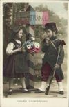 CPA Fantaisie Enfants Allemagne France Militaria
