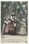 VINTAGE POSTCARD Fantasy Children Violin Folklore