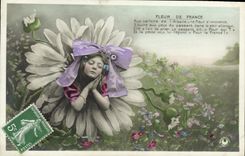 VINTAGE POSTCARD Fantasy Child Flower of France