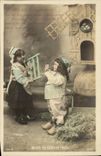 VINTAGE POSTCARD Fantasy Children Easter eggs Mill